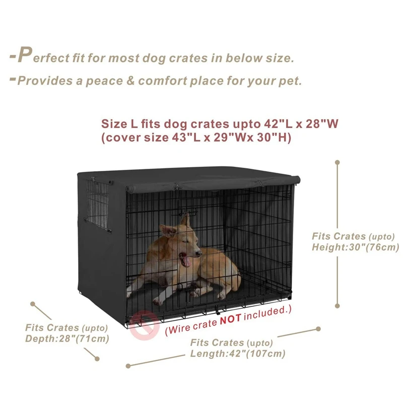 

Dog Crate Cover Oxford Cloth Pet Kennel Cover Universal Fit for 42 Inches Wire Dog Crate Black