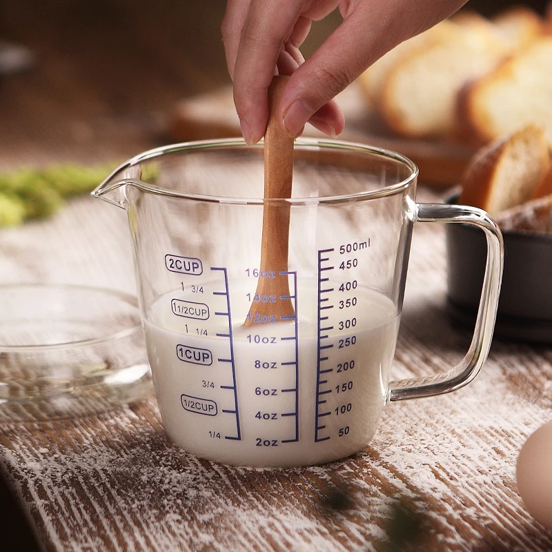 

250/500 Ml Glass Measuring Cup Milk Jug Heat-resistant Glass Measuring Jug Creamer Scale Cup Tea Coffee Maker Microwave Safe