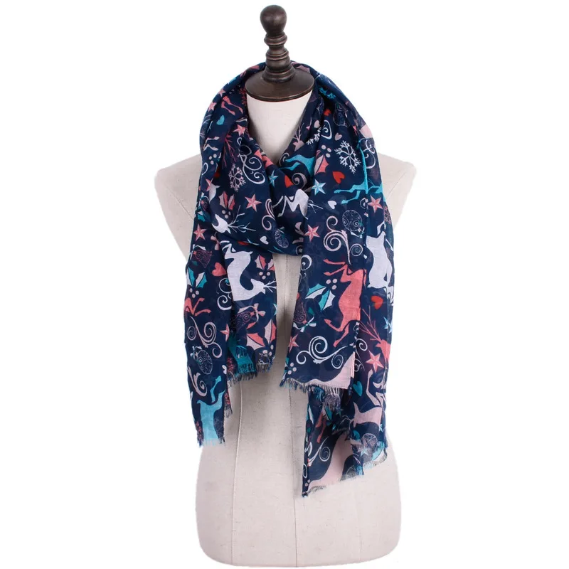 Новинка 2017 Рождественский декоративный элемент кромка шарф из вуали с принтом ms