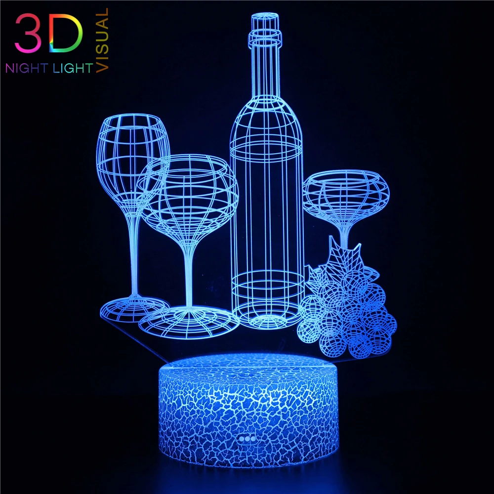 ATOPH бокал для вина и 3D ночной Светильник изменяющий цвет светодиодный ночник