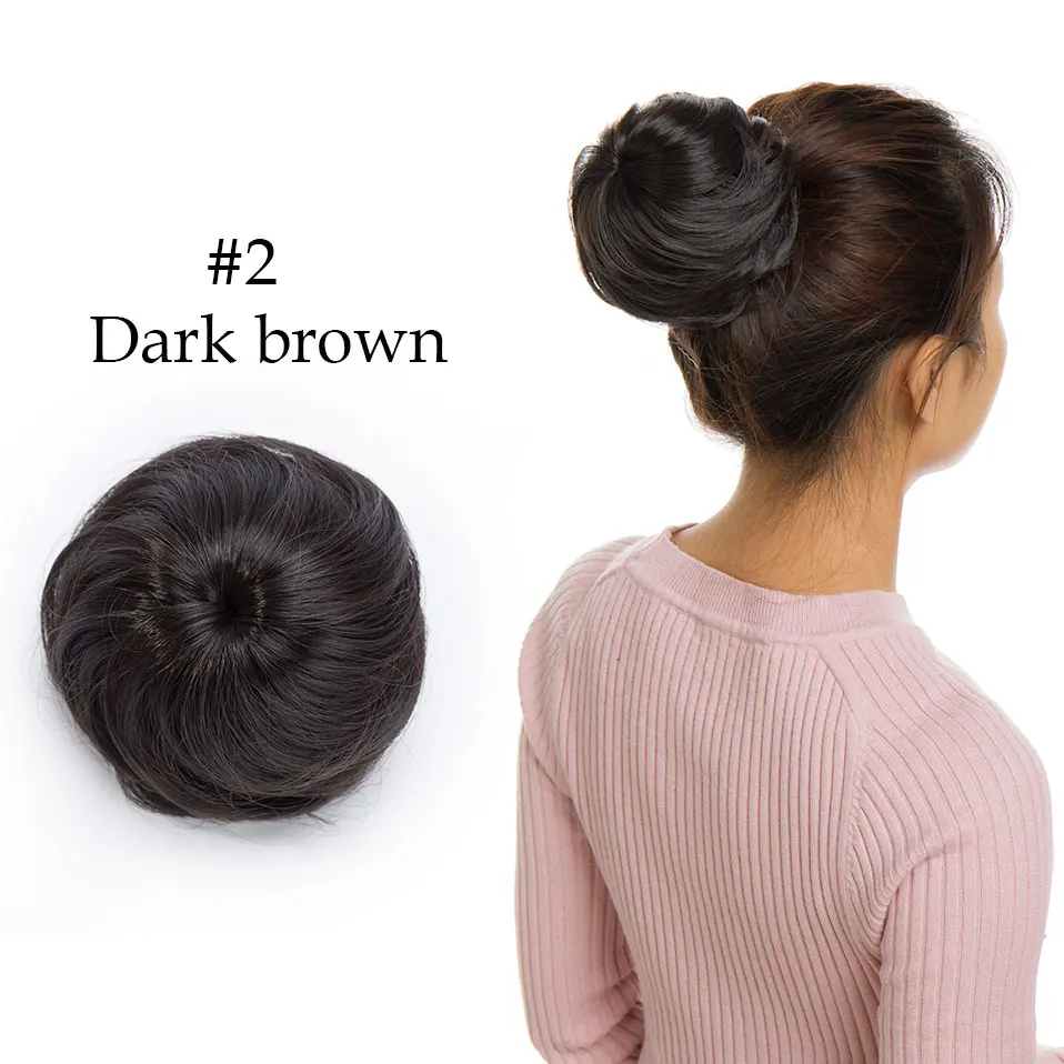 dark brown Snoilite шнурок клип в шиньон волосы булочка синтетический пучок волос кусок шнурок updo волосы булочки для женщин кудрявые шиньон волосы - Цвет: dark brown