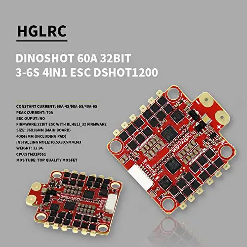 HGLRC 60A ESC BLHeli_32 Bit 3 5S 6S 4 в 1 электронный контроллер скорости Dshot1200 бесщеточный для
