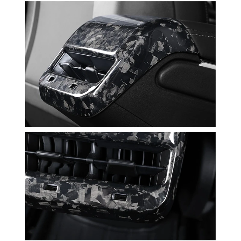 

Car Forged Marble Texture Carbon Fiber Rear Air Condition Vent Outlet Cover Trim for Tesla Model 3/Y 2017-2020