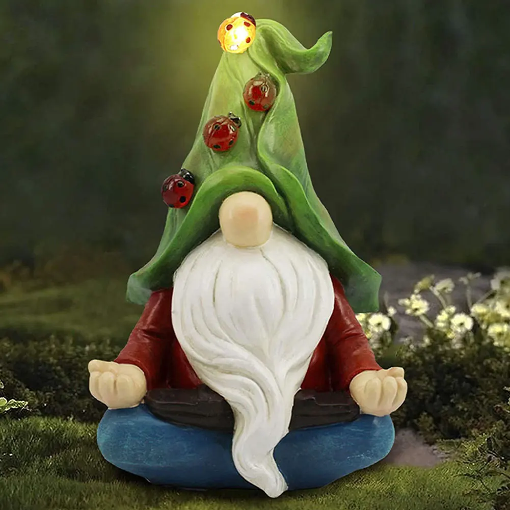 

Resin With Solar Led Light Garden Dwarf Dwarf Statue Decoration Gnome Waterproof Yards Patios Decoration Lighting Lawn Patio