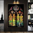 Витраж Бэнкси, мальчик, молящийся, граффити, художественный холст настенные картины, художественные плакаты и принты, картины для улицы, домашний декор