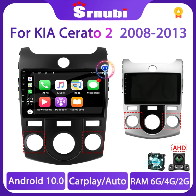 Автомобильный радиоприемник Srnubi Android 10 для KIA Cerato 2 Forte 2008 - 2014 мультимедийный