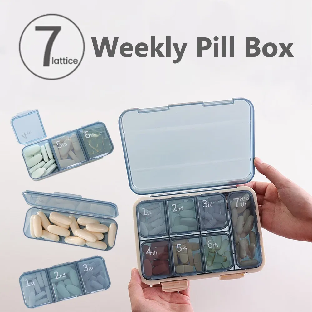 

7 Days Pill Case Weekly Medicine Box Large Capacity Tablet Organizer Waterproof Vitamins Container Drug Divider Tablet Dispenser