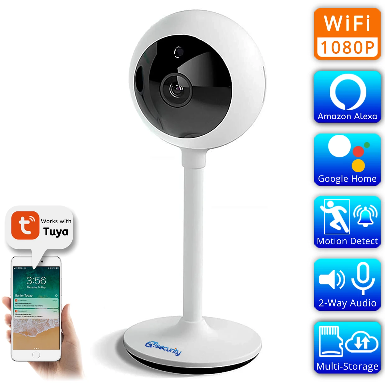 

IP-камера Tuya с Wi-Fi и функцией ночного видения, 1080P