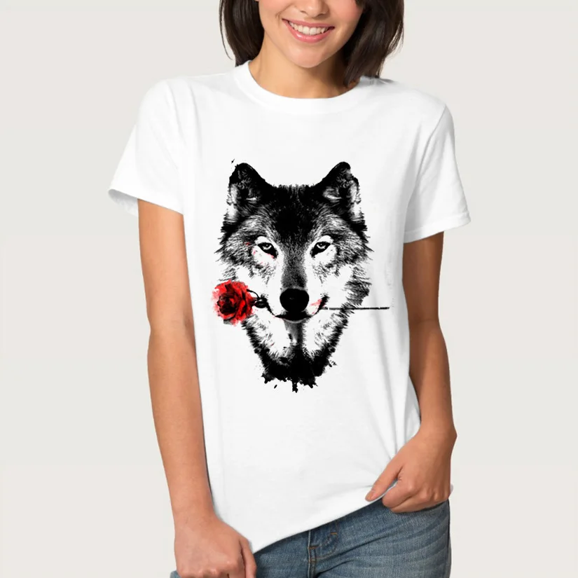 

2019 New Fashion T shirt for Women Tops Tees Curve Plus Size S-4XL Sweet Panda Wolf Print T-shirt Cartoon