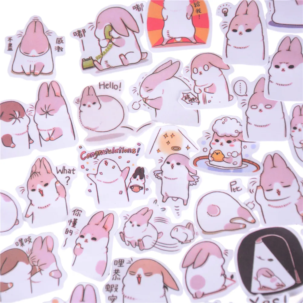 

40 шт./упак. Kawaii Chubby Rabbit Series Pet Sticker Pack Deco Packing Sticker s Канцтовары для школы и офиса