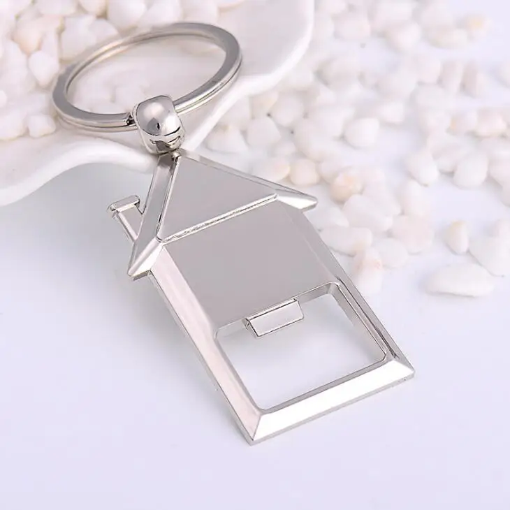 

House Shaped Keychains with Bottle Opener Novelty Keyrings Wine Beer Beverage Opening Tools Gifts for Events LX2307