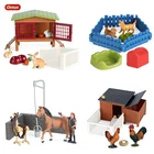 Oenux фермы зоопарка моделирования птицы Животные комплект кролика, курицы, собачья будка фигурки лошадей фигурки детская игрушка в подарок с коробкой