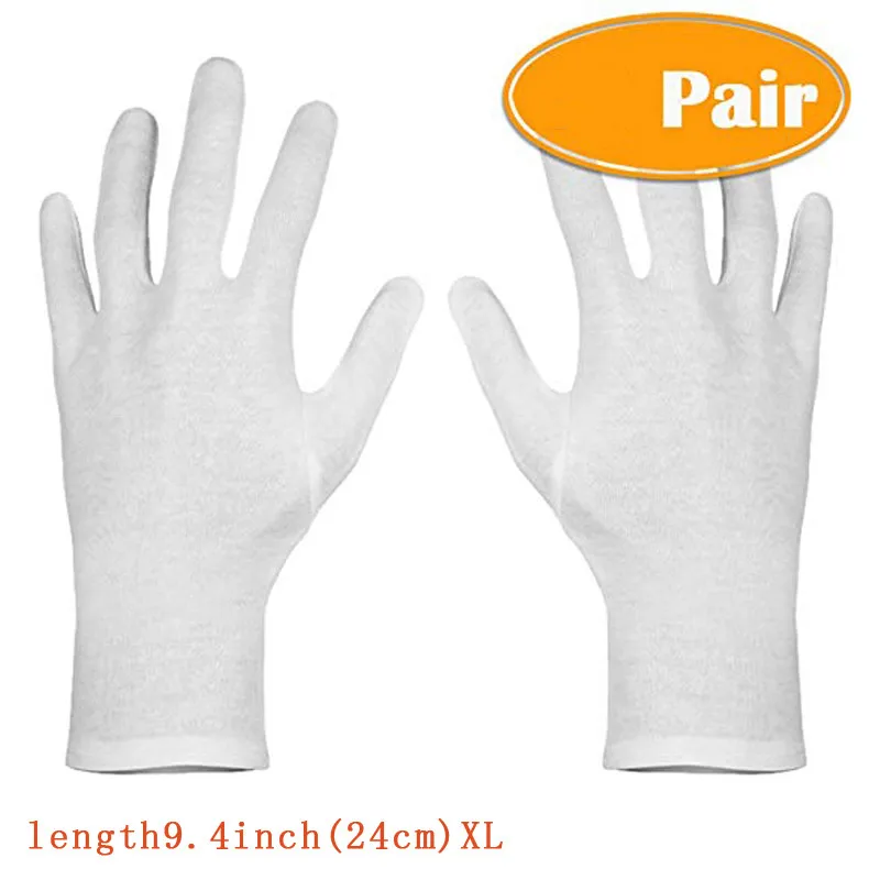 Пары S-XL белые хлопковые перчатки для сухого увлажнения рук Косметика Eczema Hand Spa и проверка ювелирных изделий для монет