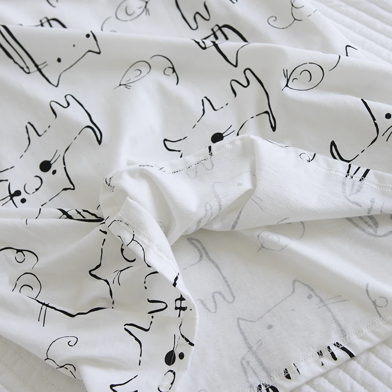 2021 New Cartoon Loose Pajamas Women Summer Knitting Pure Cotton Nightdress Cute Thin Nightdress Wear Medium Long Home Service