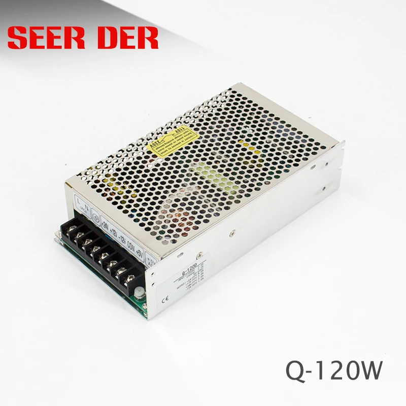 

High Quality 120W Quad Output LED Power Supply 5V/8A 12V/2A 24V/2A -12V/1A (Q-120D)