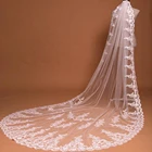 Свадебная кружевная фата длиной 4 м, однослойная Тюлевая, для венчания, цвет слоновой кости, белый, свадебные аксессуары