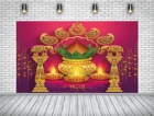 Ktonsdci Diwali фестиваль настенный Золотой блестящий красный фон свеча слон фейерверк фотография Фон Фото фон