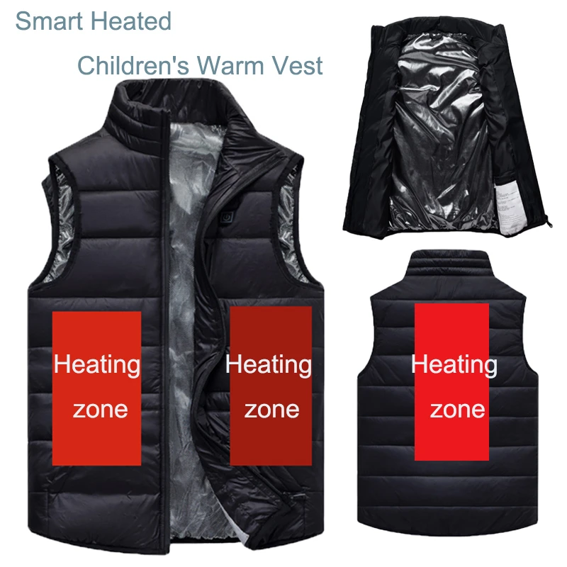 

Жилет детский зимний черный с электроподогревом и USB-разъемом