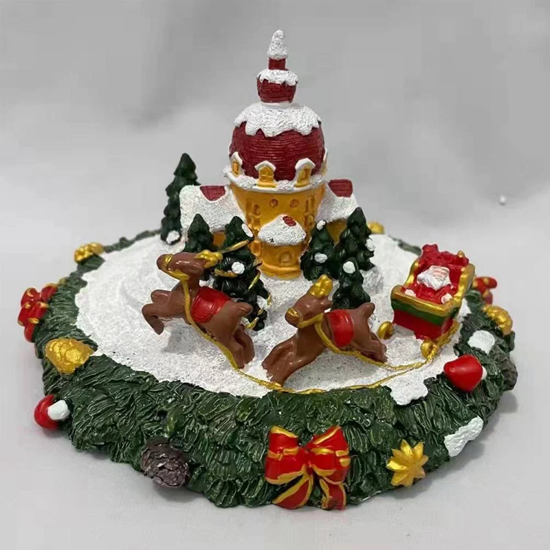 

2022 New Christmas Village Glowing Castle House Music Resin Home Decoration Party Ornament Holiday Gift New Year Decor Crafts