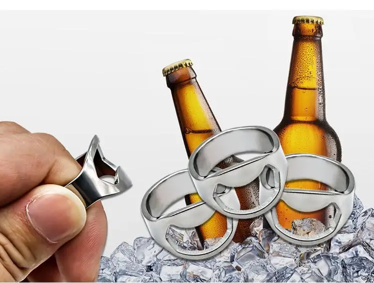 

300pcs/lot Stainless Steel Beer Bar Tool Finger Ring Bottle Opener Personalized Is Free Wholesale