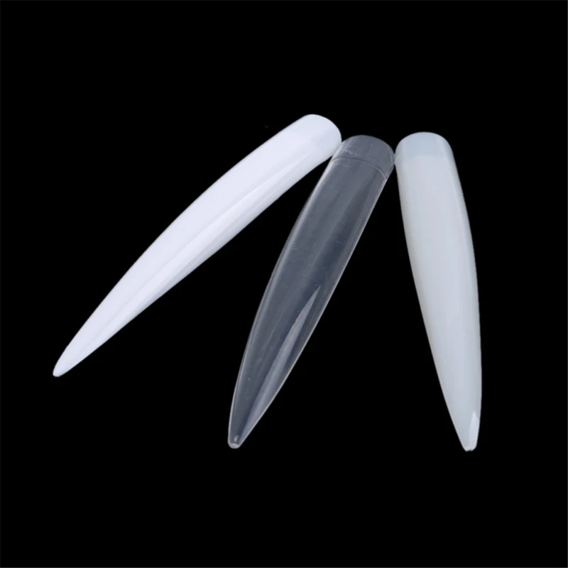 12pcs/set False Nails Natural /Clear/White Stiletto Sharp French Artificial Acrylic Fake Long Tips Design Femme | Красота и здоровье