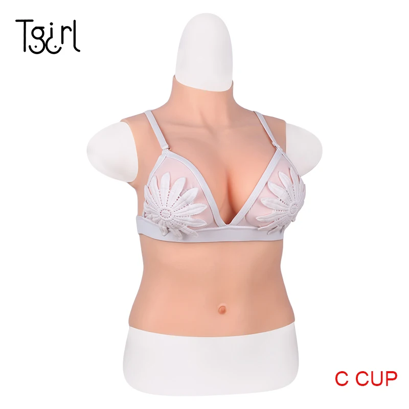 Tgirl Dragqueen C Cup Реалистичная силиконовая фотография полуобтягивающая мастэктомия