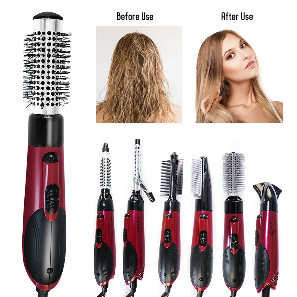 

7 In 1 Hot Air Brush One Step Hair Dryer and Volumizer Styler Blow Dryer Comb Salon Hairdryer Hair Straightener Curler Comb