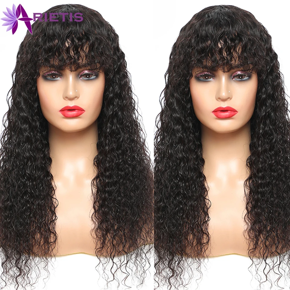 AR глубокая волна натуральный вид полный аппарат человеческие волосы парики с