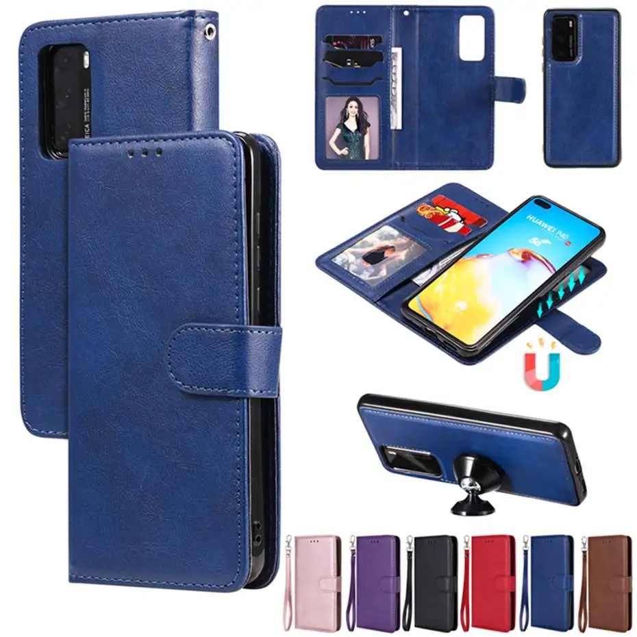 Съемный чехол кошелек для Huawei P40 P30 Mate 20 30 Pro Lite Honor 9A 8C 8X 8A Y7 Prime Y5 Y9 2019 2018 P Smart Z флип