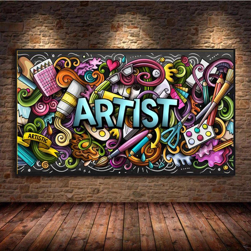 

Graffiti Street Art Collection Cartoon Popular Posters and Prints Canvas Painting Wall Art Pictures for Living Room Decoration