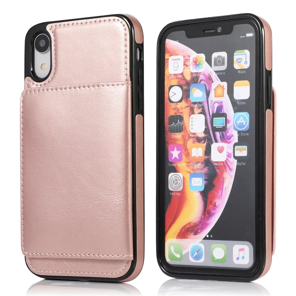 Чехол для Iphone Xr Xs Max 7 8 6 6s X Plus 5 5S Se держатель для кредитных карт кошелек Роскошный кожаный ударопрочный защитный чехол