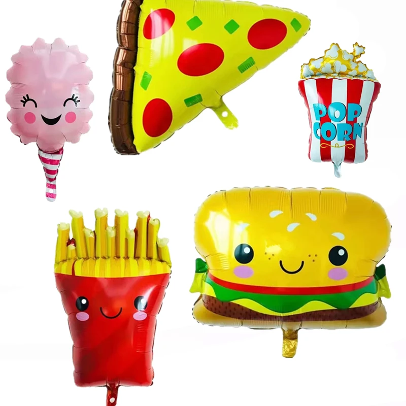 2021 Food Shaped Balloon Children's Birthday Decoration New Pizza Hot Dog Popcorn Donut Burger Aluminum Film | Дом и сад