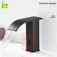 luxury matte black sensor bathroom faucet cold and hot deck mounted tap short and tall bathroom sink mixer