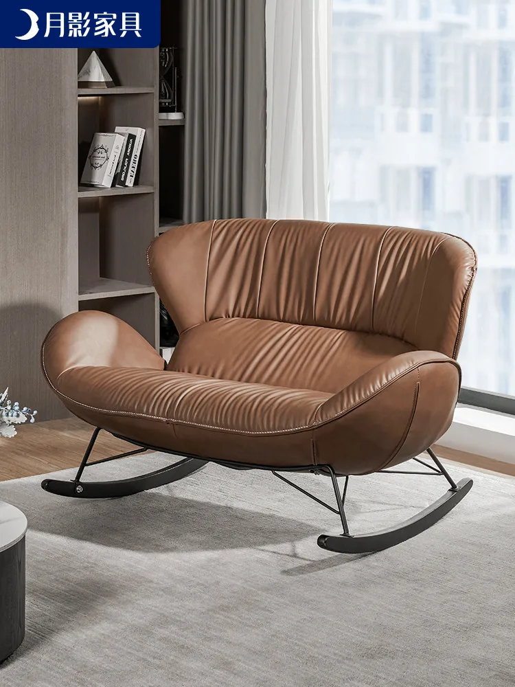 

Nordic double rocking chair, deck chair lazy adults sitting room sofa chair rocking chair snail home leisure rocking chair