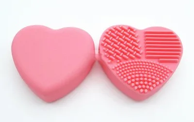 pink Красочный в форме сердца Чистый Макияж Кисти для мытья кисти кремнезема перчатки скруббер доска косметические очищающие средства для макияжа Кисти 1 шт - Handle Color: pink
