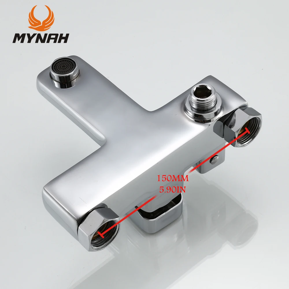 mynah chromed wall mounted shower set bathroom faucet cold hot water mixer bathtub faucet double outlet water tap bathtub tap free global shipping