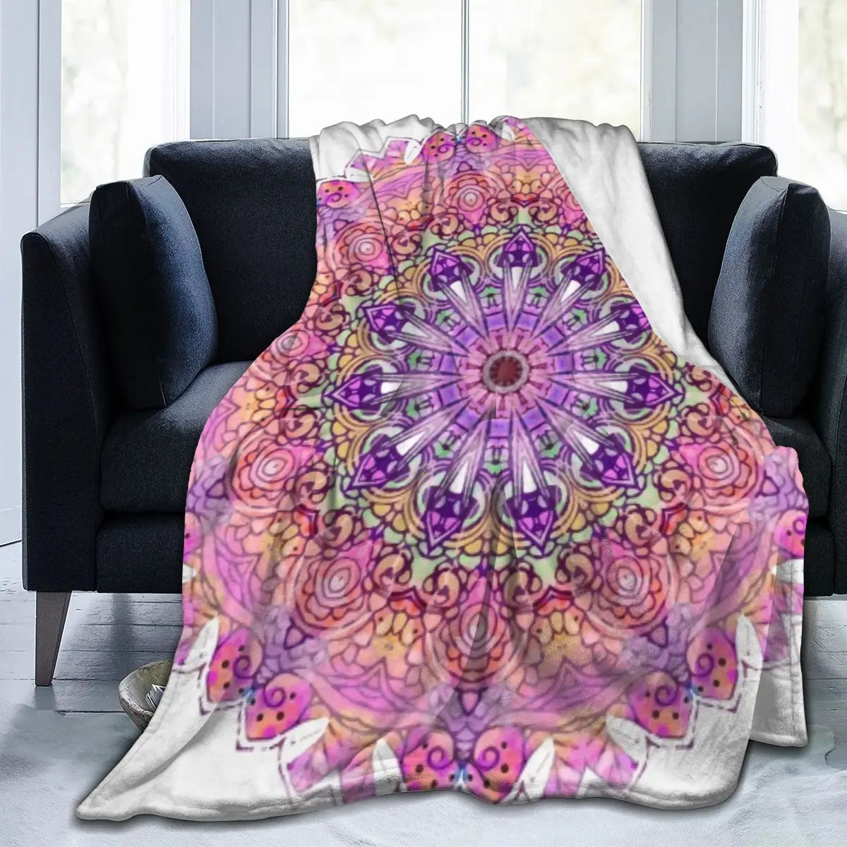 

Lotus Flower Mandala Bohemian New Age Tie Dye Soft Cozy Fleece Blanket Dropship Wholesale Family Winter Flannel Throw Homedecor