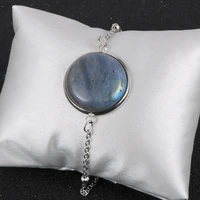 women 25mm natural gem stone lapis lazuli turquoises bracelet tiger eye labradorite metal ball chain elegant bangles jewelry