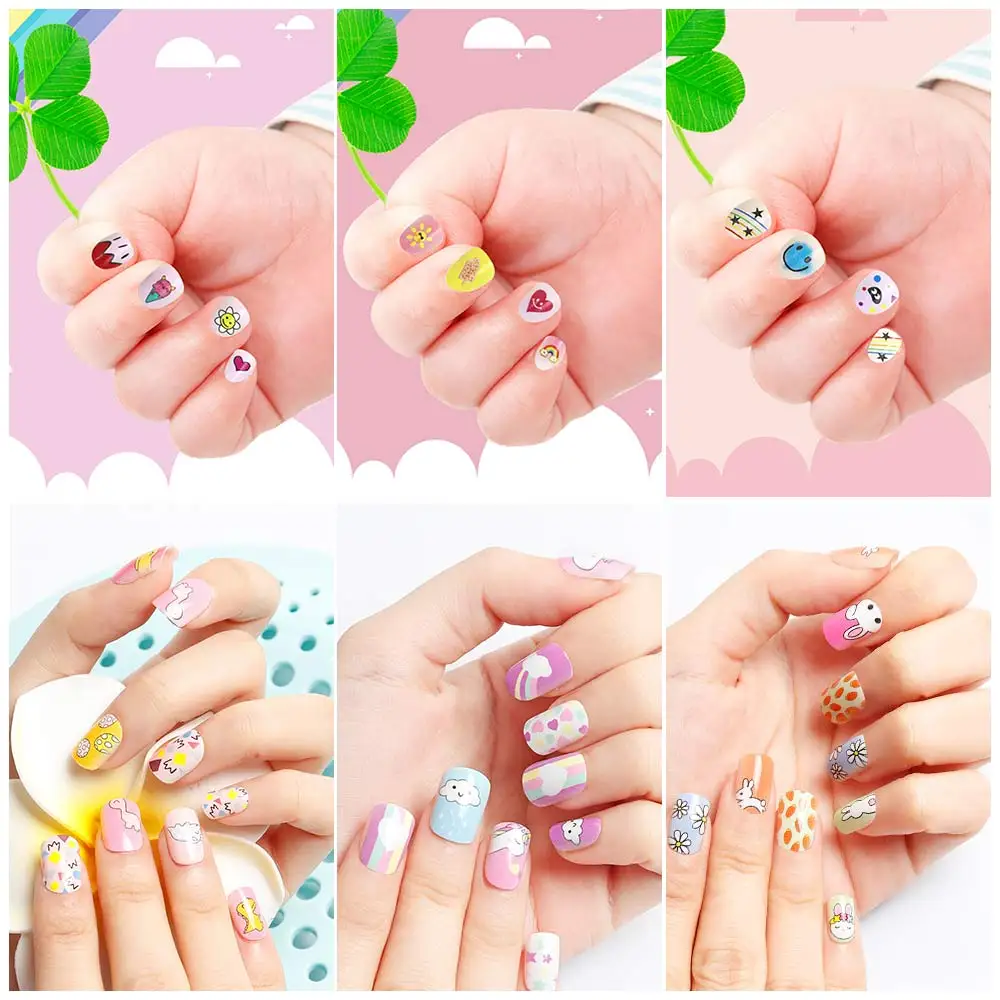 24 шт. маленькие накладные ногти для детей модные милые фрукты животные