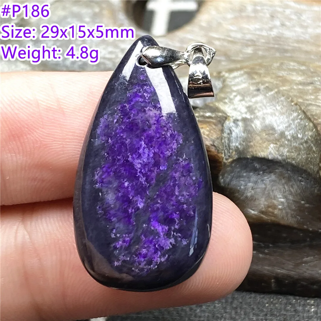 

Top Natural Royal Purple Sugilite Crystal Pendant Jewelry For Women Man Healing 29x15x5mm Beads Silver Anticancer Stone AAAAA