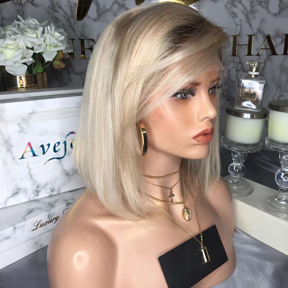 AVEJOICE Main 16 # Color Root 6 #13*4 Короткие парики из человеческих волос на шнурке индийские