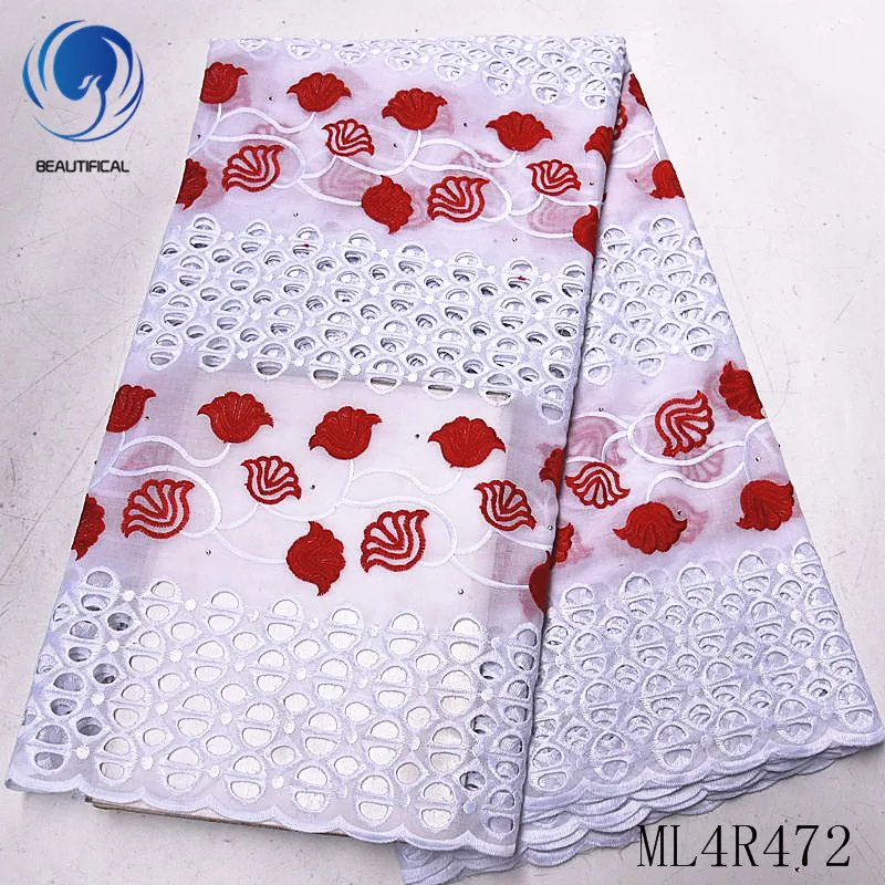 

BEAUTIFICAL african lace fabrics 5yards voile lace fabric with stoens New arrival embroidery punch lace cotton fabric ML4R472