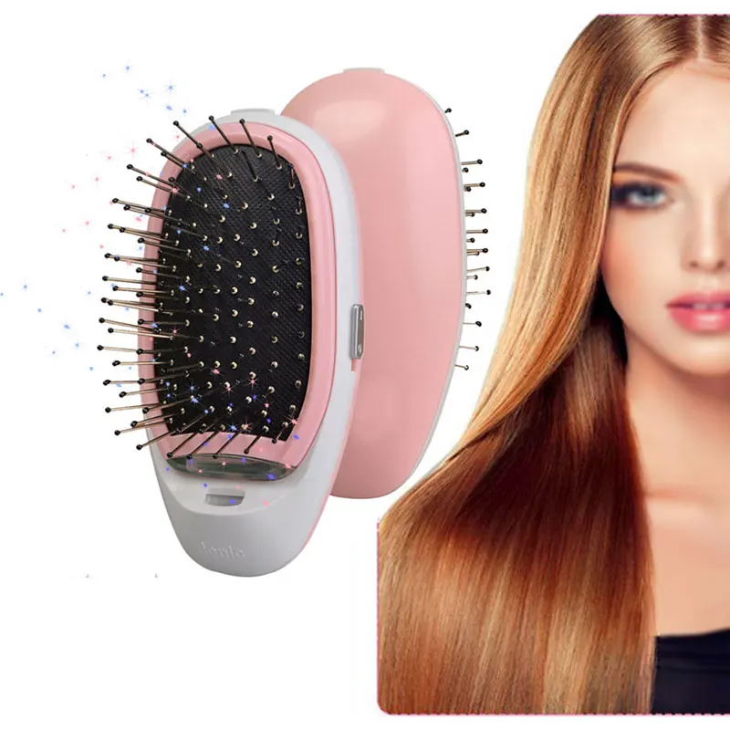 Мини электрическая Массажная щетка для волос расческа портативная ионная