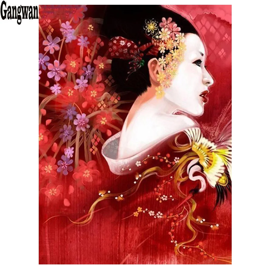 

Full Round square 5D DIY Diamond Painting Japanese woman Rhinestones embroidery Diamond Mosaic girl Home Decoration painting