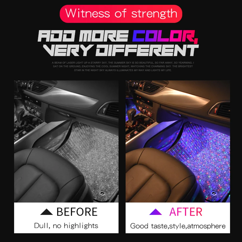 

7 Color Change Car Interior Led Atmosphere Decorative Voice Music Lights With Remote Control Controller