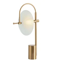 Luxury Nordic Golden Plated Brushed Iron Base with Round Frosted Glass LED E27 Warm Light Table Lamp Bedroom Bedside Lamp