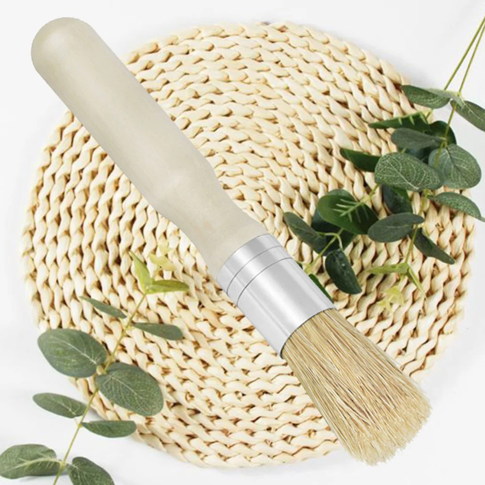 

2pcs Stencil Brush Round Head Wooden Handle Small Brush Mane Painting Brush Oil Acrylic Painting Supplies (Beige)