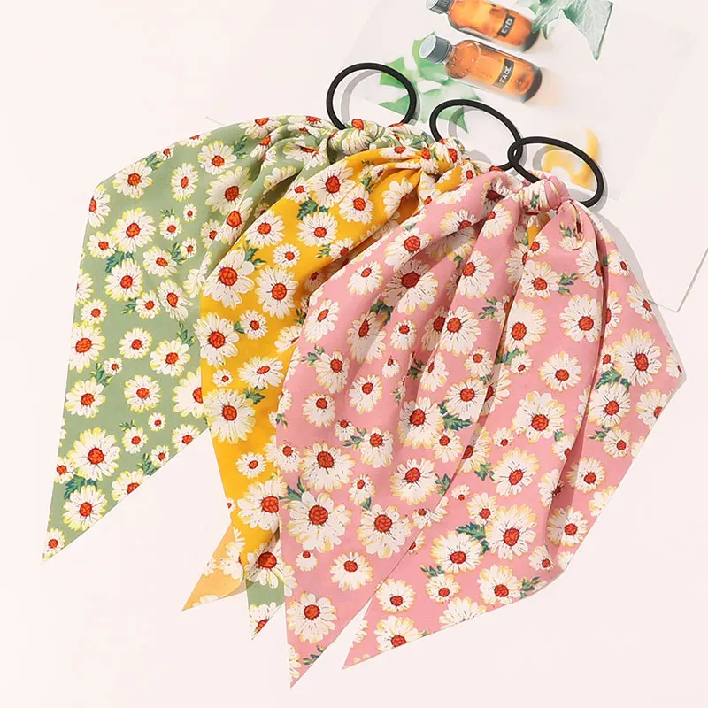 

Triangle Streamers Hair Tie Elastic Daisy Cashew Flower Hair Band Floral Print Hair Scrunchies Rubber Band Korean Style Headwear