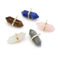 natural stone gem quartz crystal agate two pointed pendant handmade crafts diy necklace jewelry accessories gift making 17x35mm