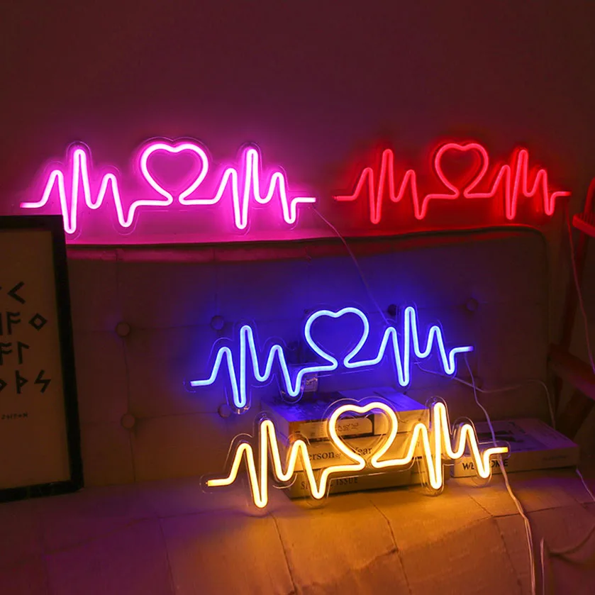 Неоновая вывессветильник в виде сердечного ритма светодиодсветодиодный лампа с